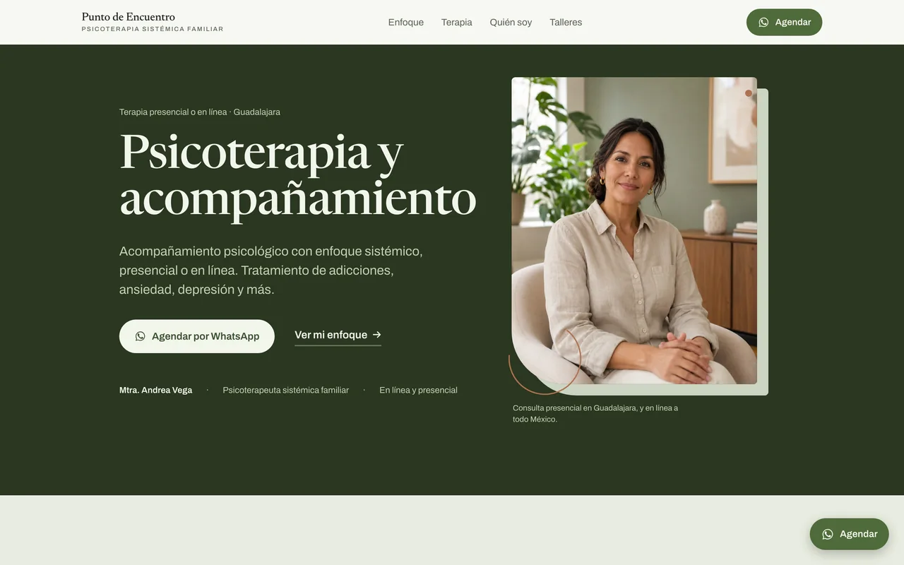 Vista previa de un sitio de muestra para consulta de psicología